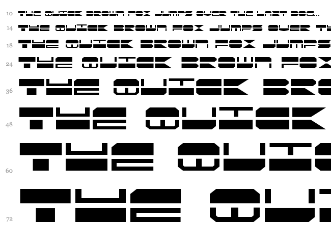 Quick Strike + Tech + Gear + Mark font waterfall