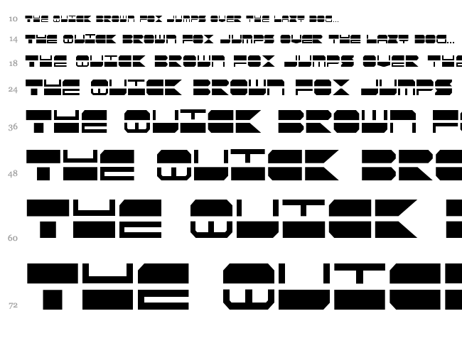 Quick Strike + Tech + Gear + Mark font waterfall