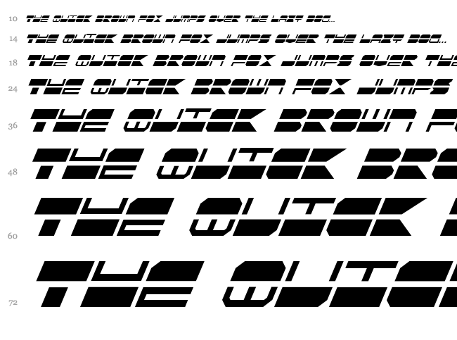 Quick Strike + Tech + Gear + Mark font waterfall
