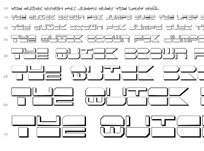 Quick Strike + Tech + Gear + Mark font waterfall
