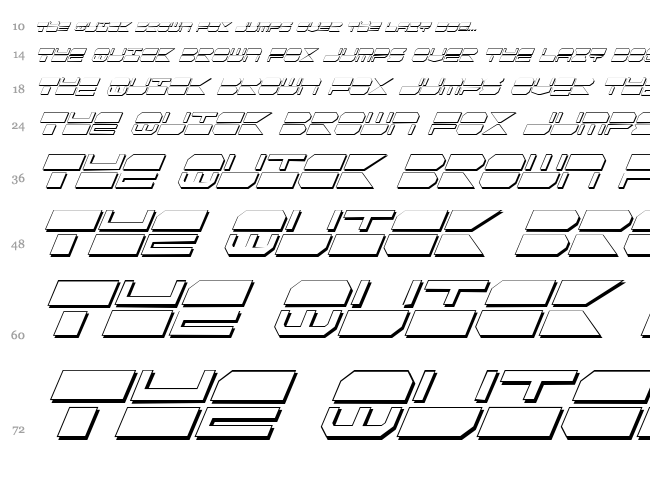 Quick Strike + Tech + Gear + Mark font waterfall