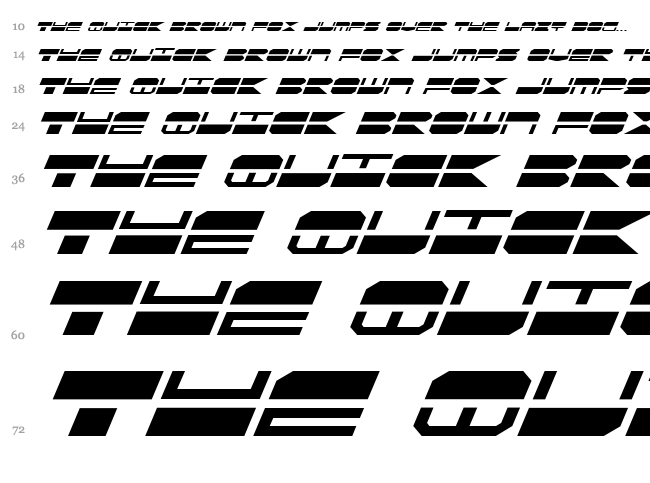 Quick Strike + Tech + Gear + Mark font waterfall