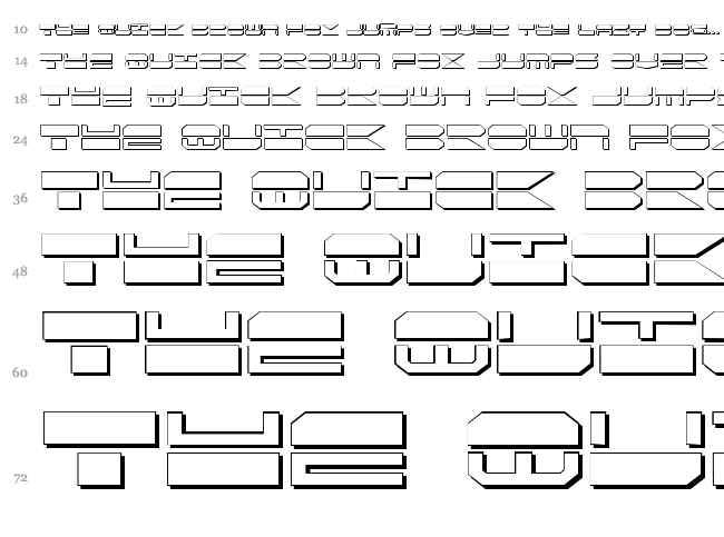 Quick Strike + Tech + Gear + Mark font waterfall