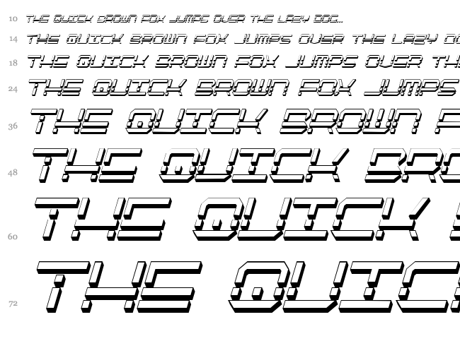 Quick Strike + Tech + Gear + Mark font waterfall