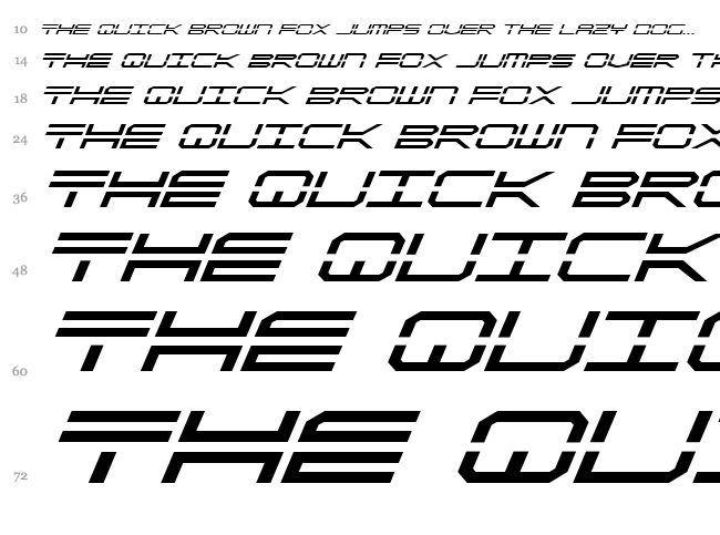 Quick Strike + Tech + Gear + Mark font waterfall