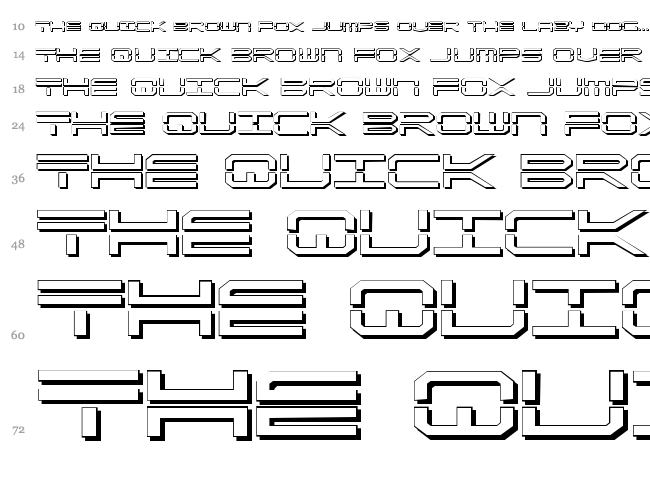 Quick Strike + Tech + Gear + Mark font waterfall