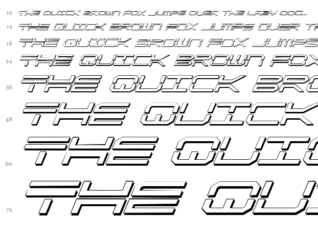 Quick Strike + Tech + Gear + Mark font waterfall