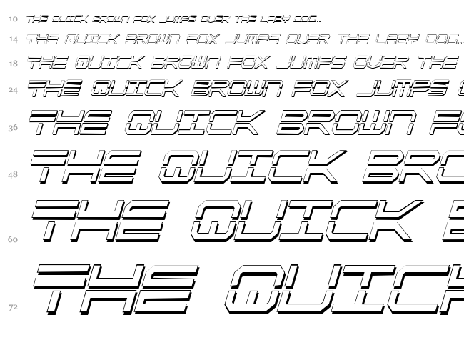 Quick Strike + Tech + Gear + Mark font waterfall
