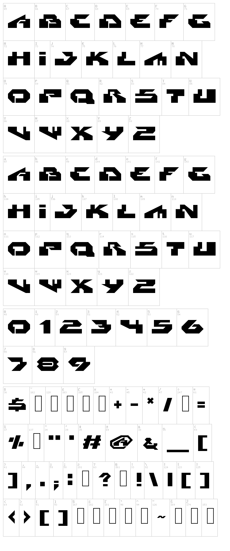 Radikal font map