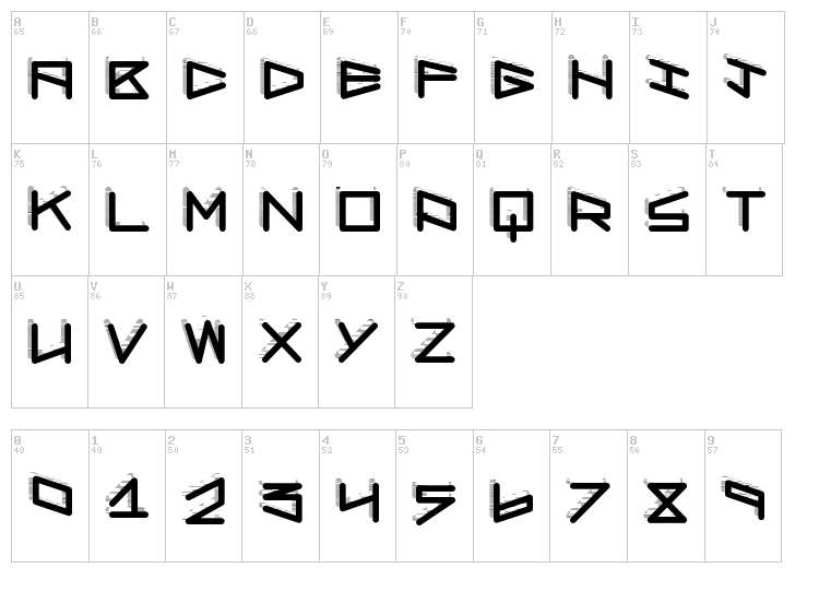 Robot Shadow font map