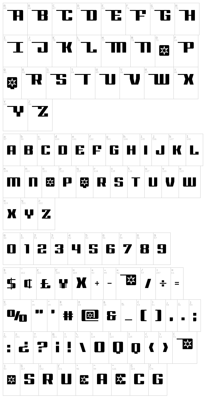 Rocket Pop font map