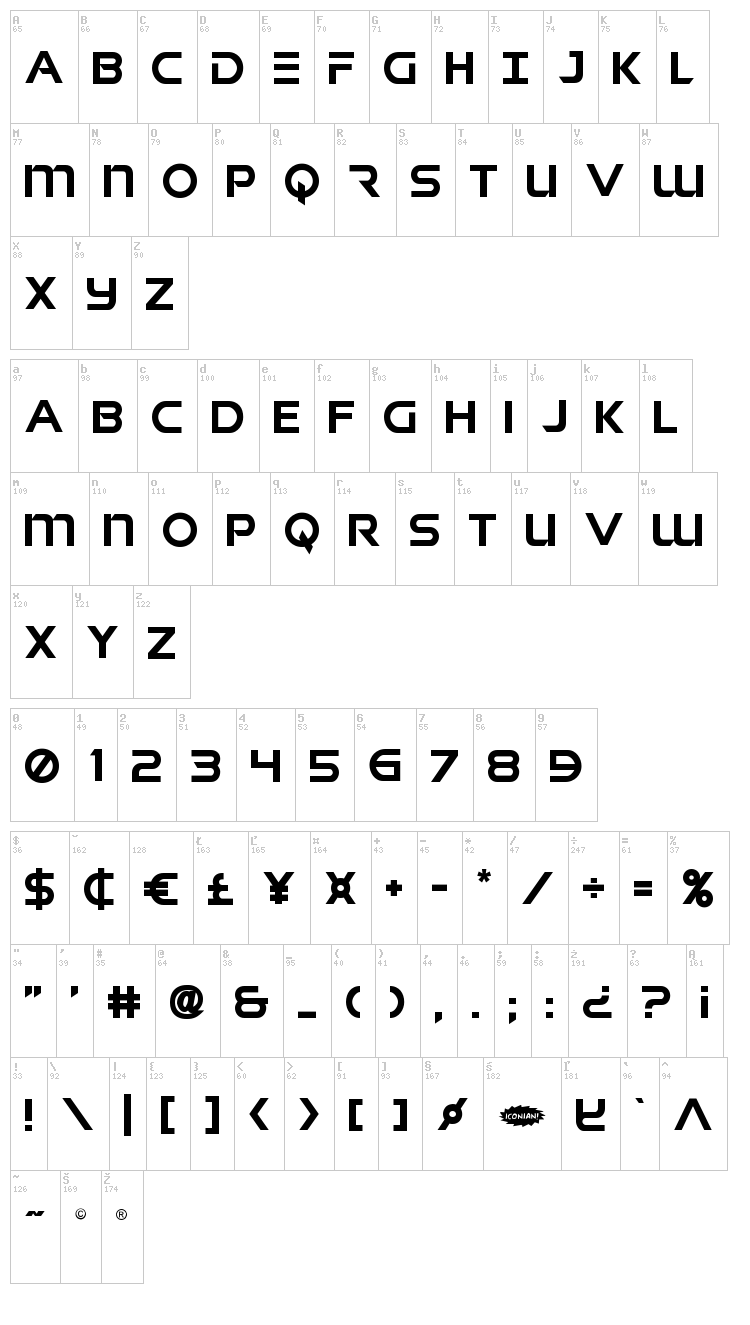 Singapore Sling font map