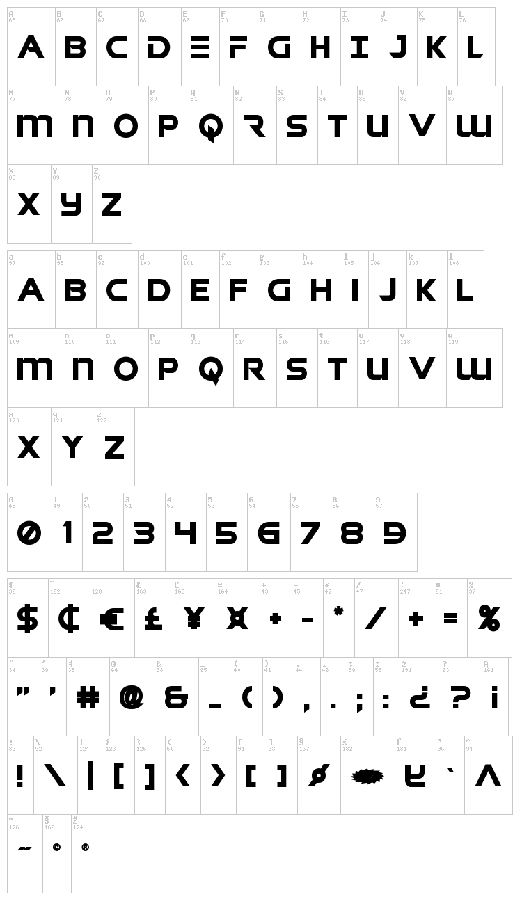 Singapore Sling font map