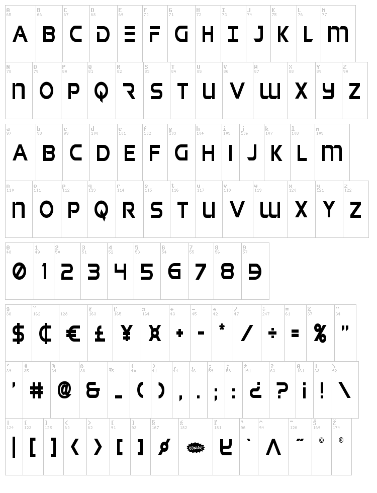 Singapore Sling font map