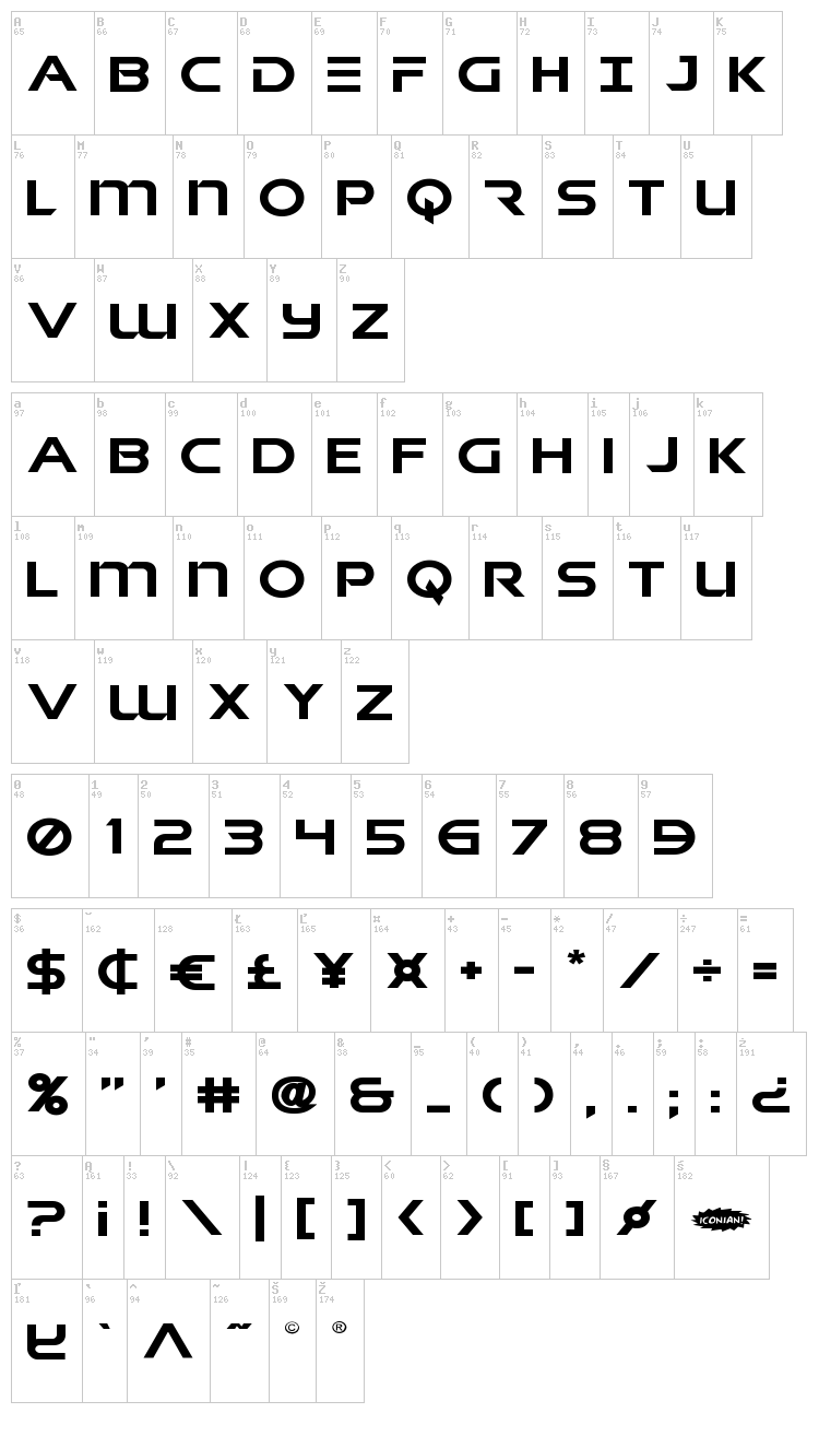 Singapore Sling font map