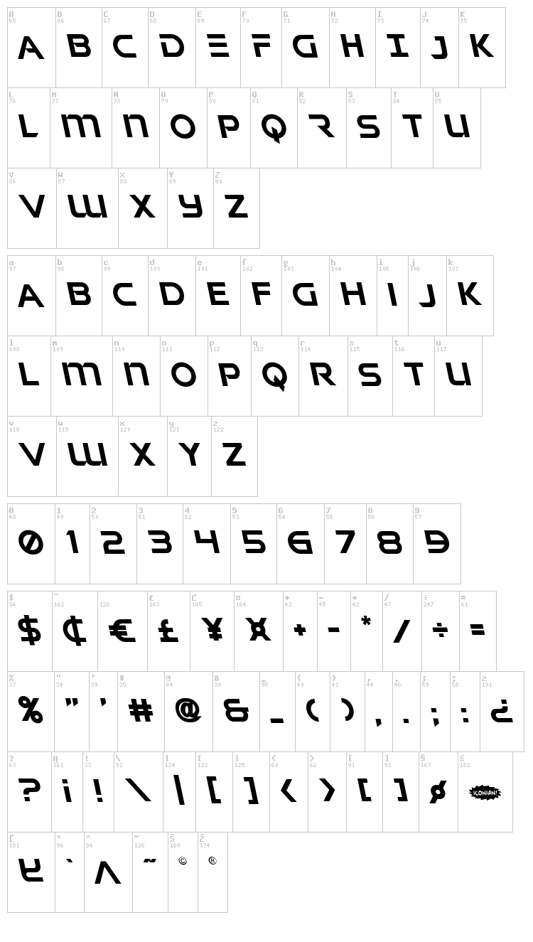 Singapore Sling font map
