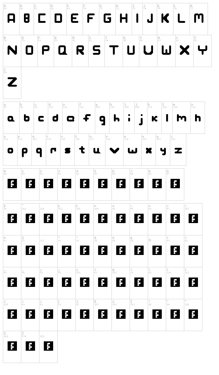 Slashman font map
