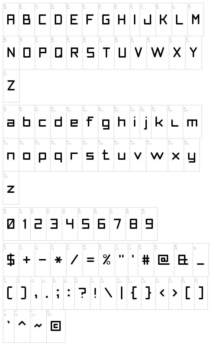 Smooth Line 7 font map