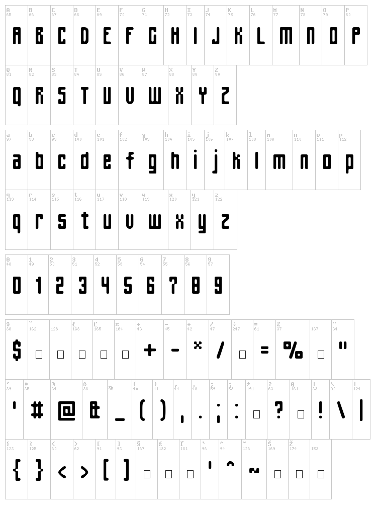 Spinach font map
