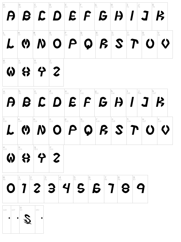 Steel Boy G font map