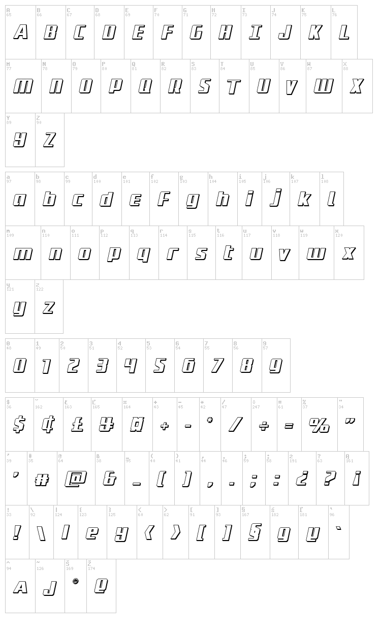 Subadai Baan font map