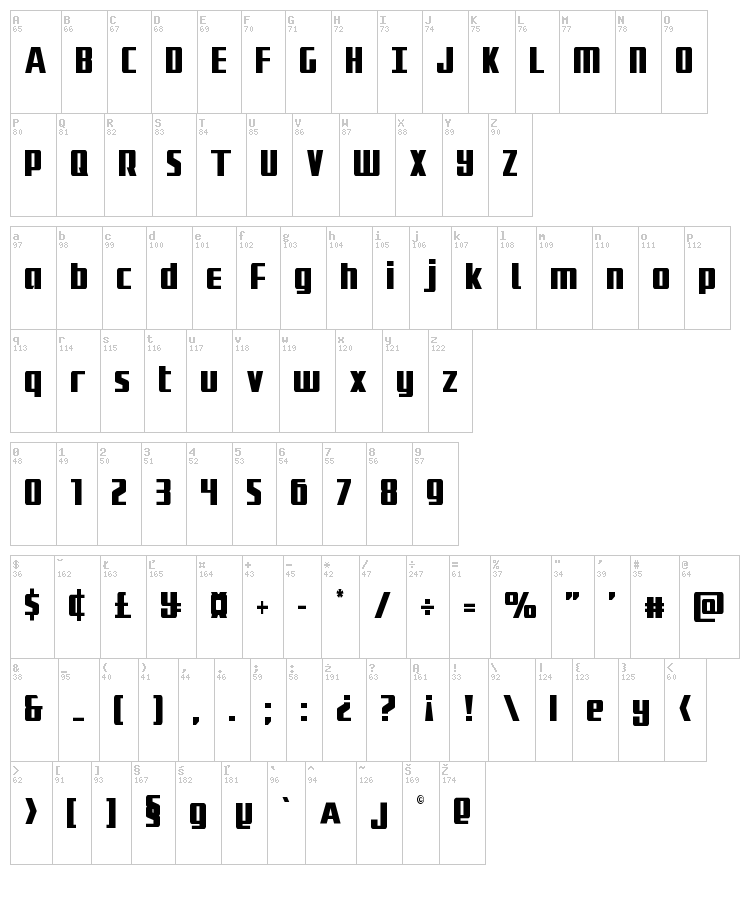 Subadai Baan font map