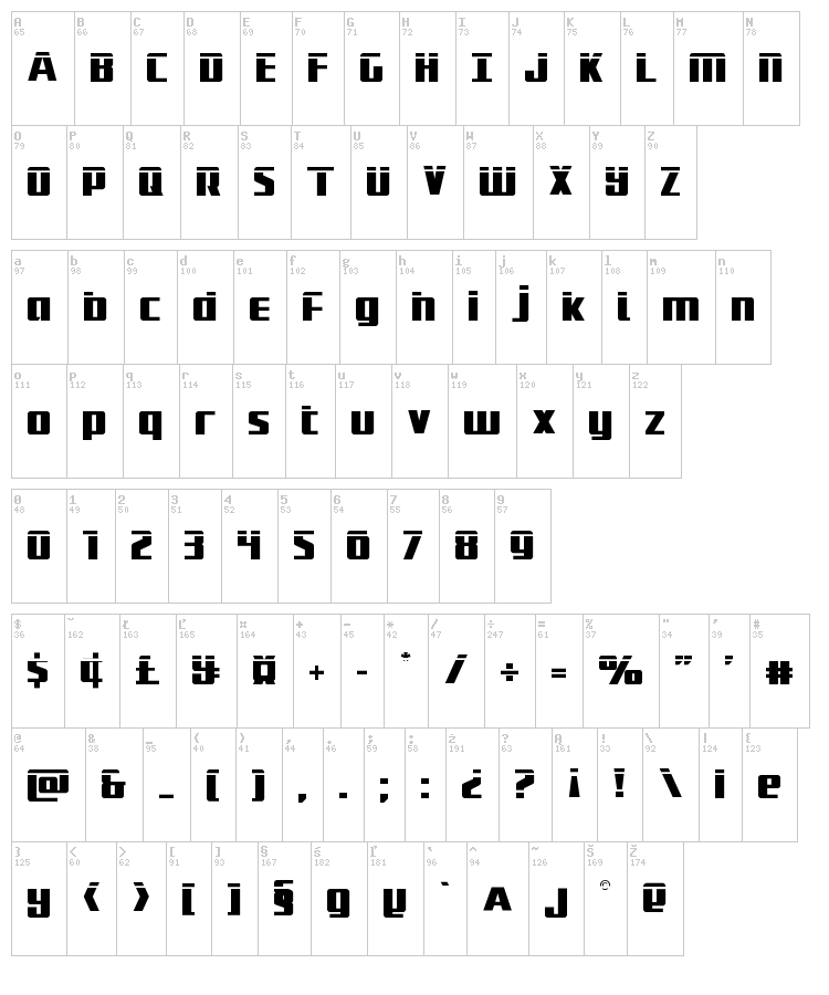 Subadai Baan font map