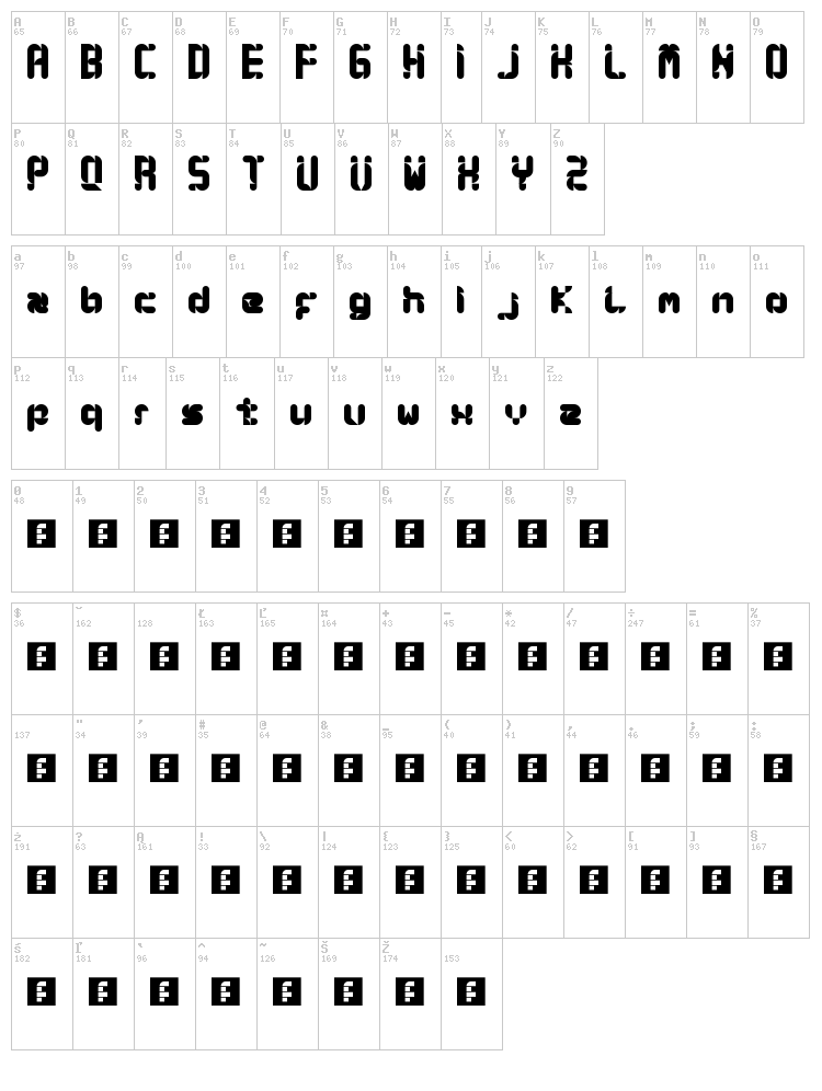 Syny! font map
