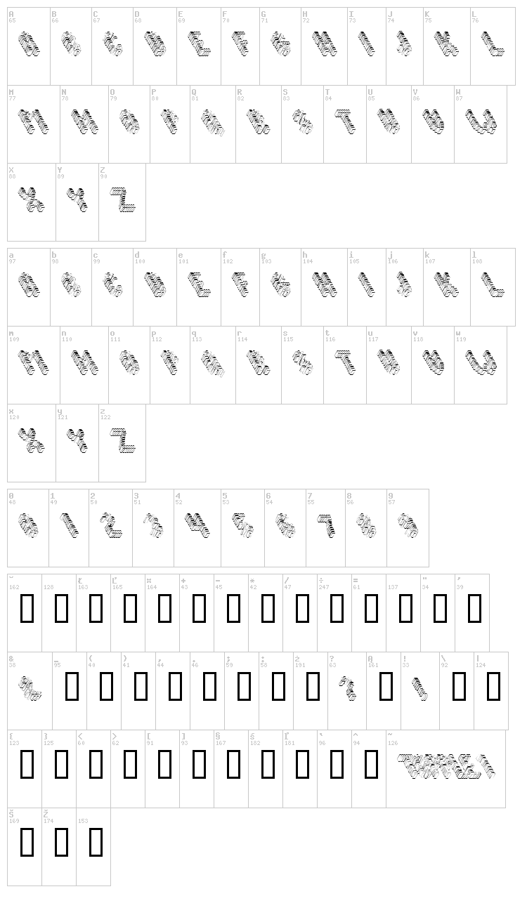 Topple font map