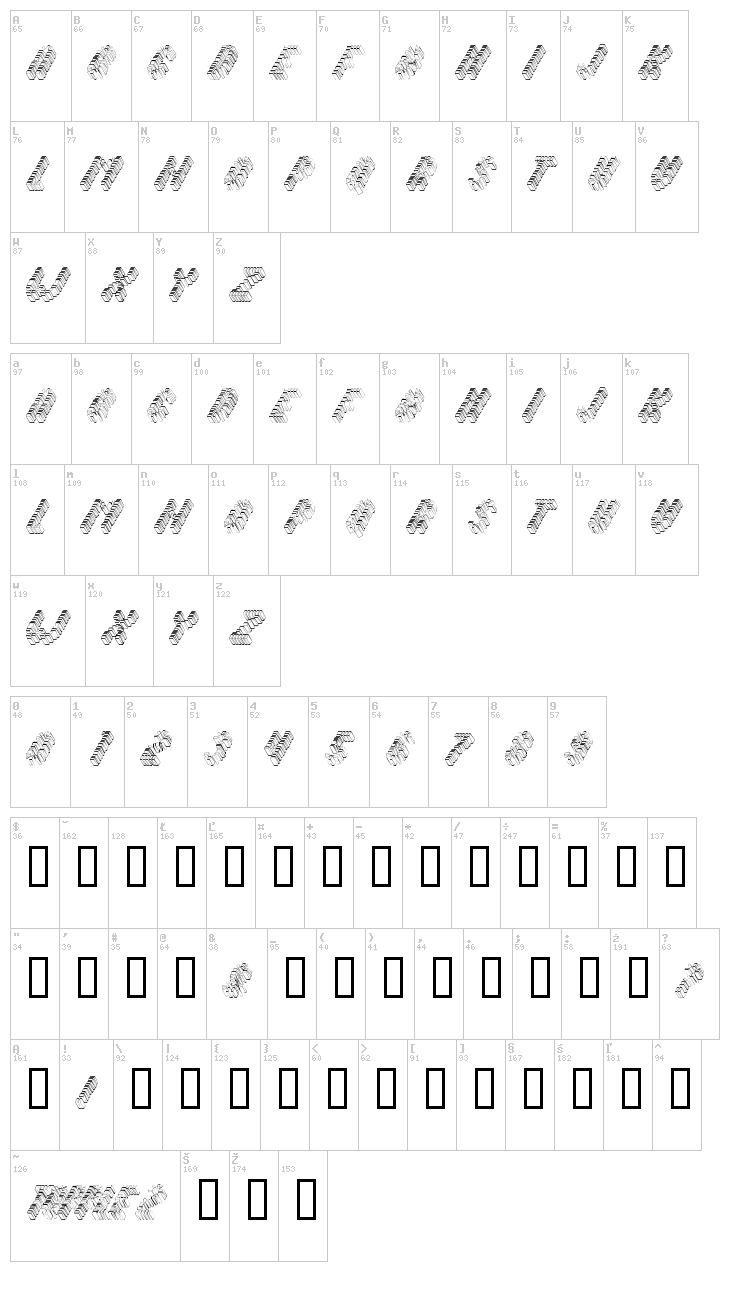 Topple font map