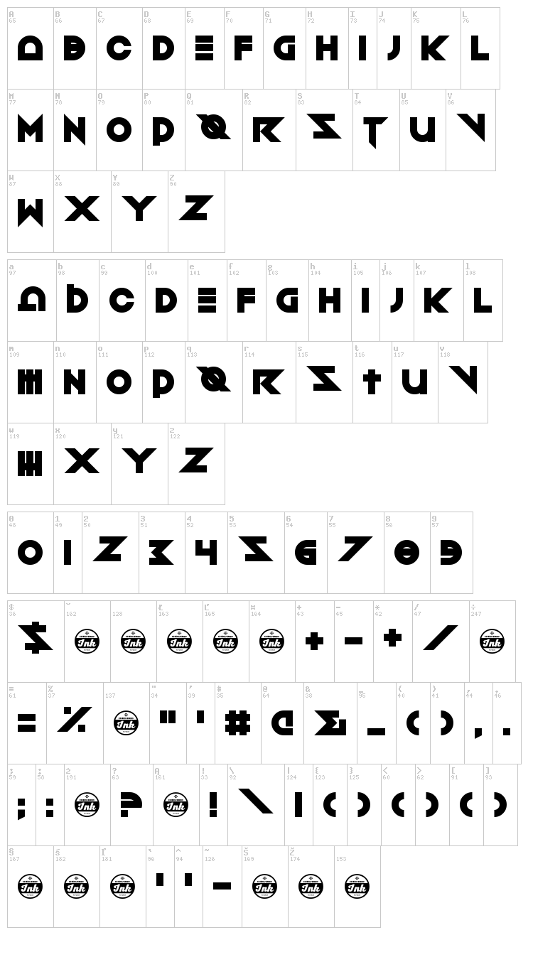 Toxico font map