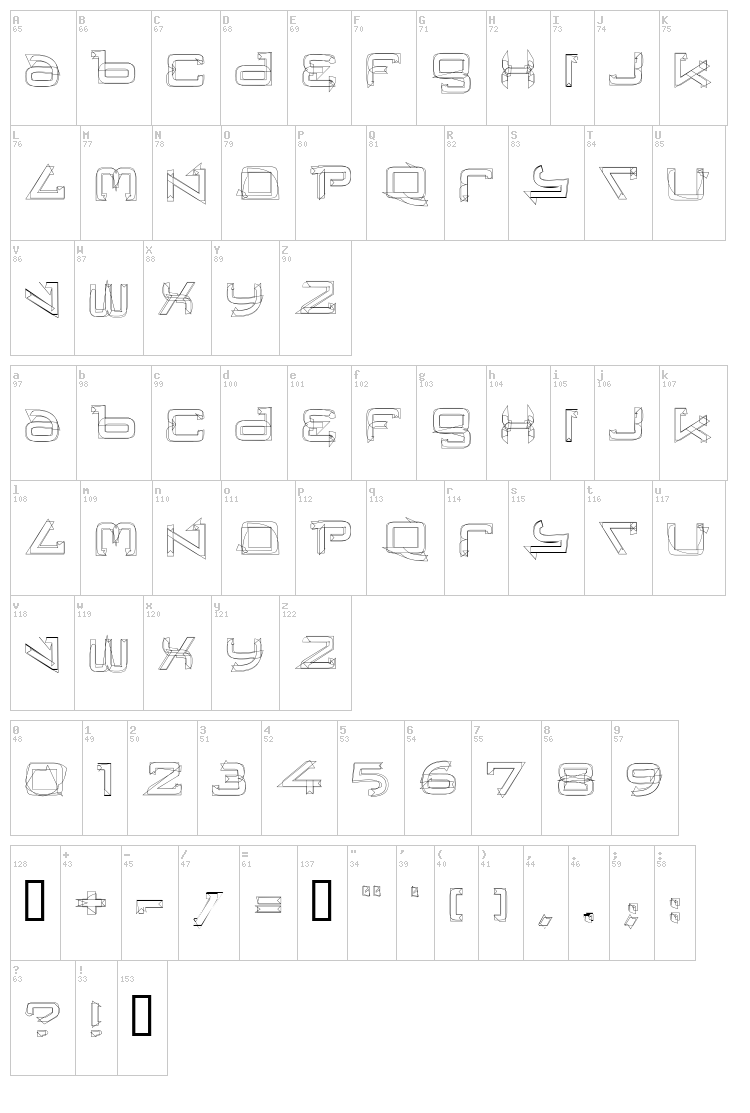 Tresor Eins font map