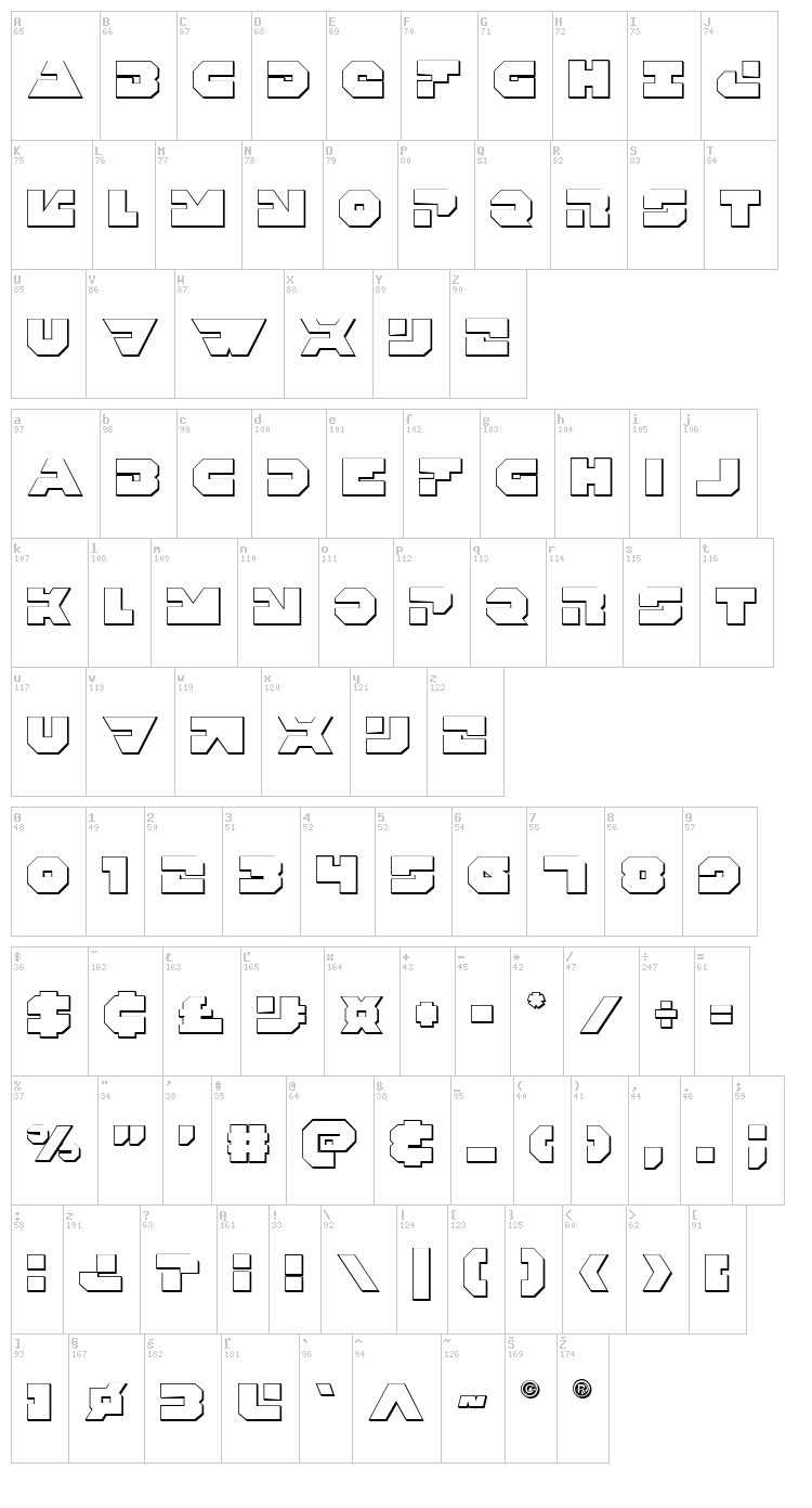 Trigger Man font map