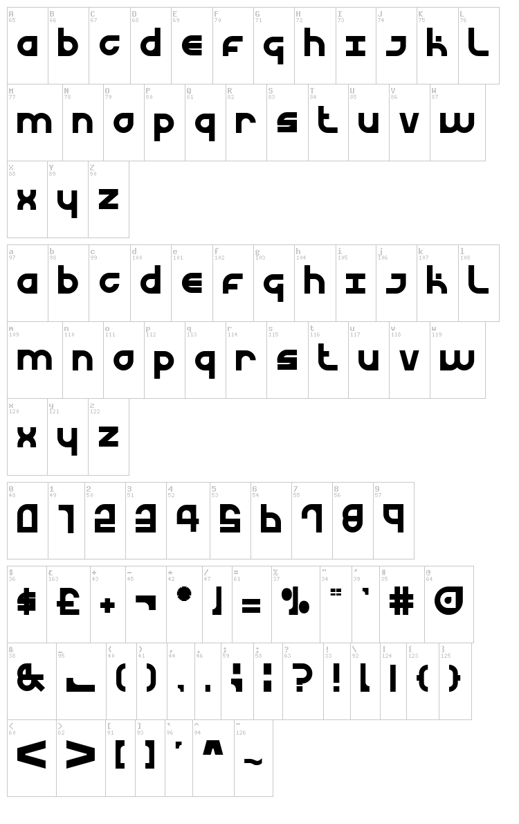 Urban Curve font map