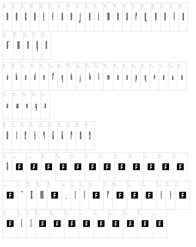 Valdero font map