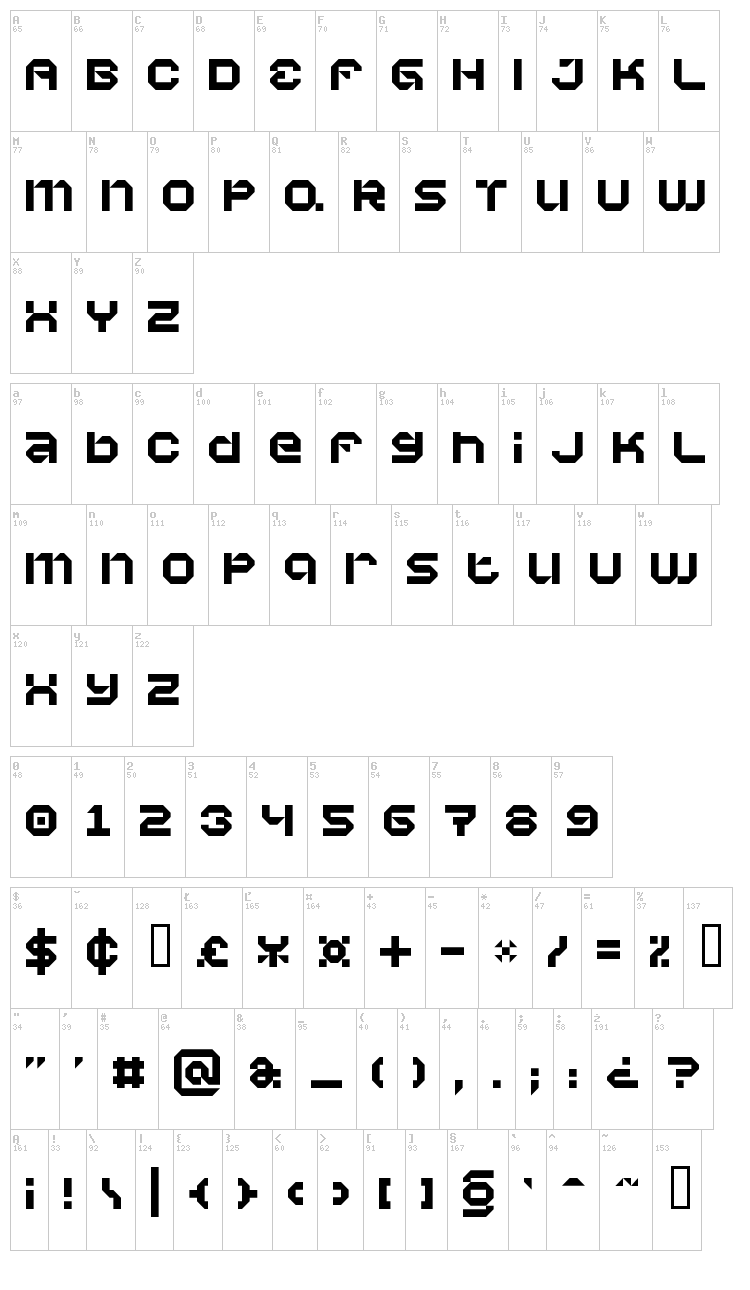 Vaporbyte font map