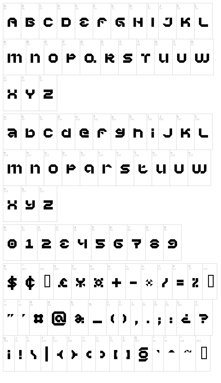 Vaporbyte font map