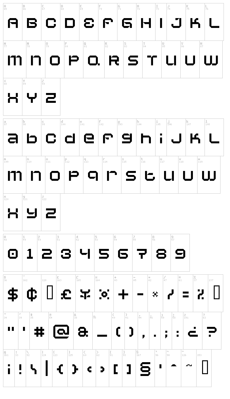 Vaporbyte font map