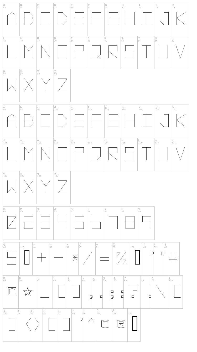 Vector Battle font map