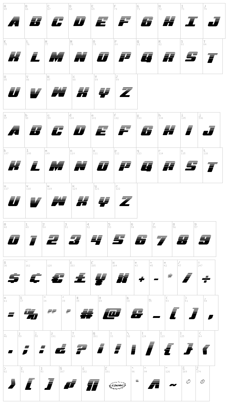 Virgin Hybrid font map