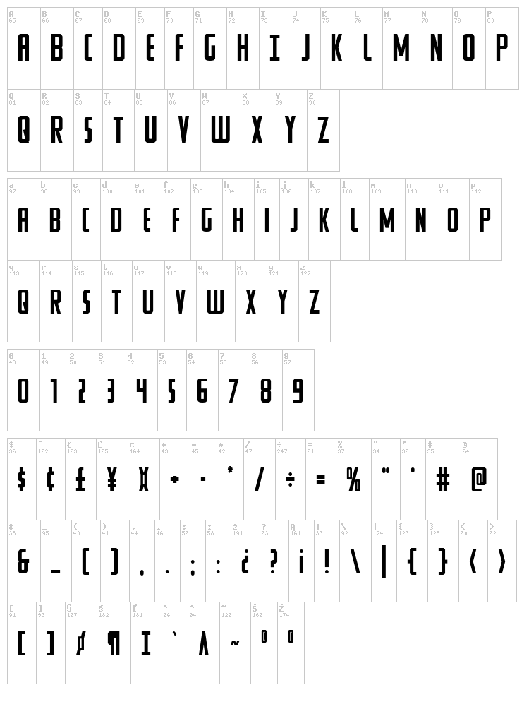 Watchtower font map