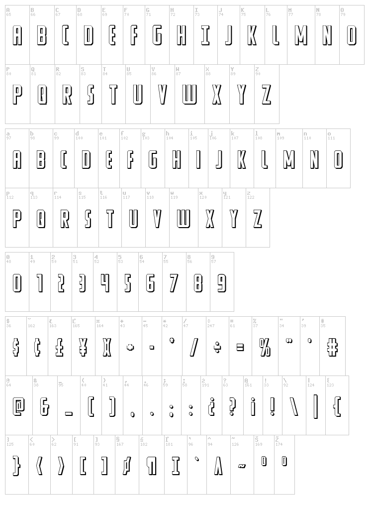 Watchtower font map