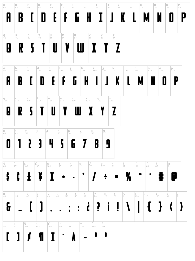 Watchtower font map