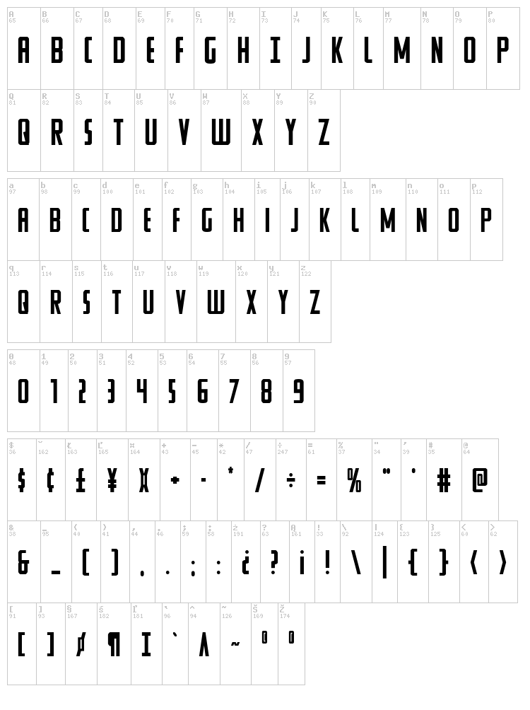 Watchtower font map