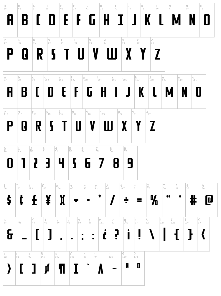 Watchtower font map