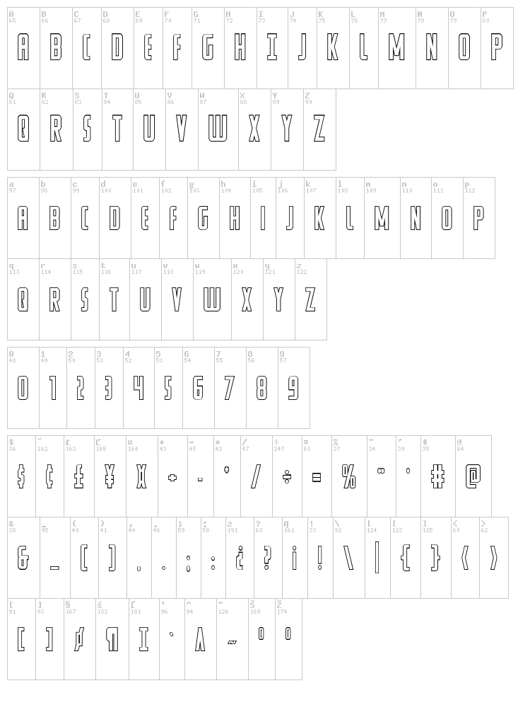 Watchtower font map