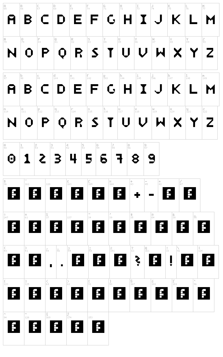 Wecker font map
