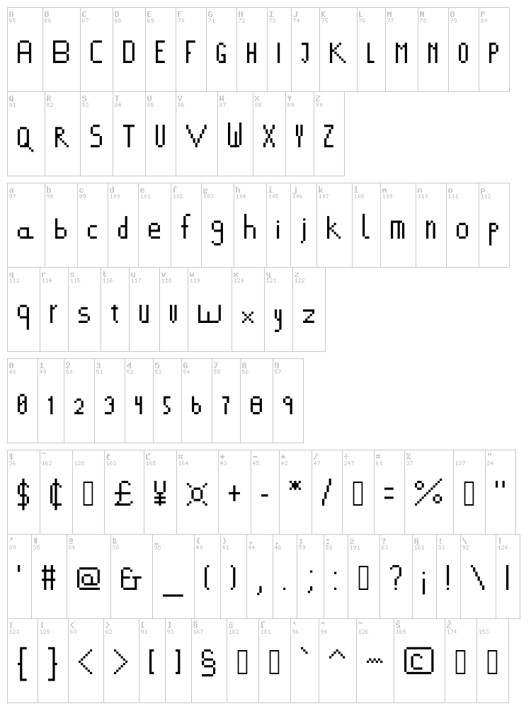 378 Font font map