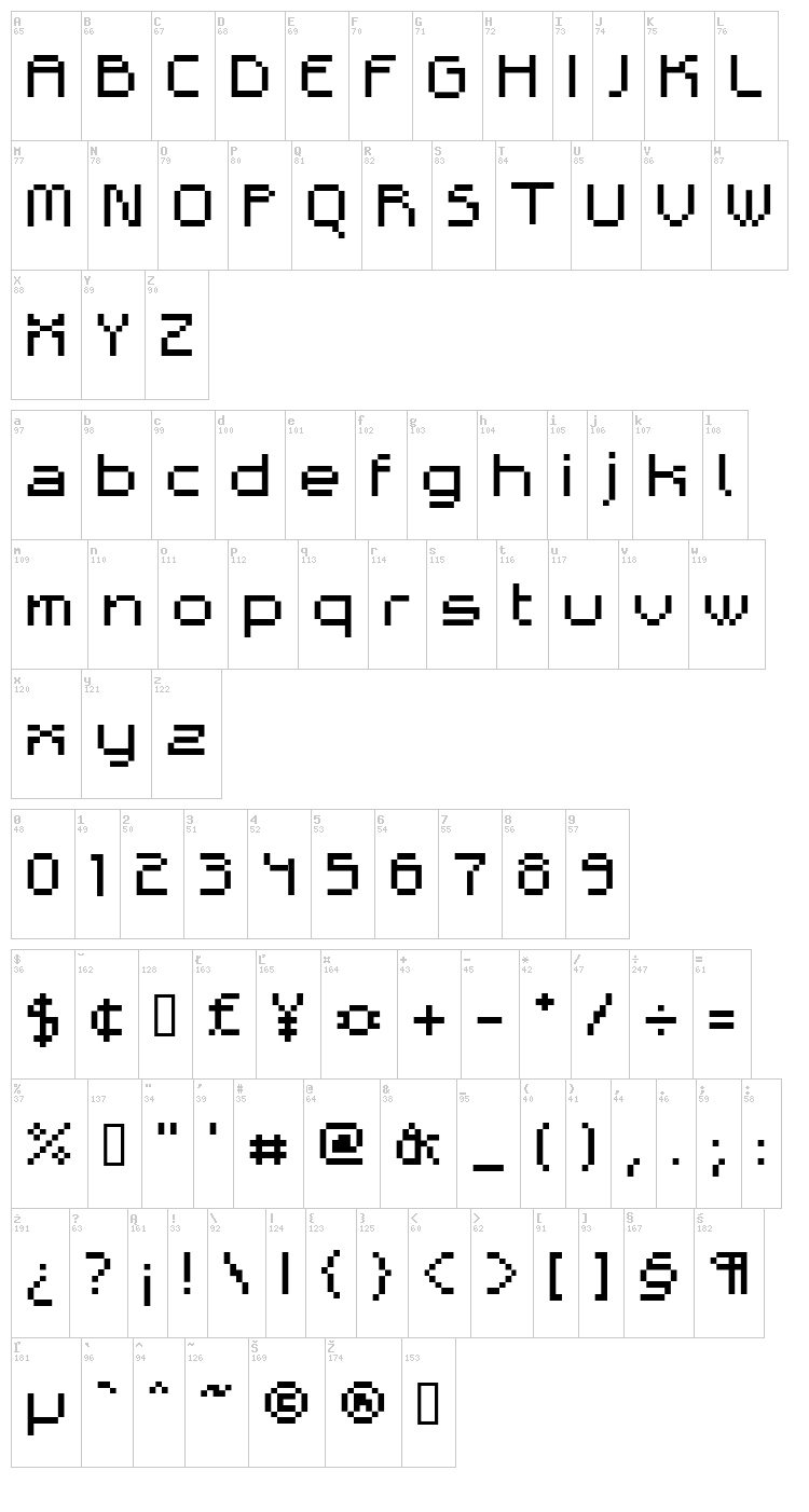 Adelphi Broken font map