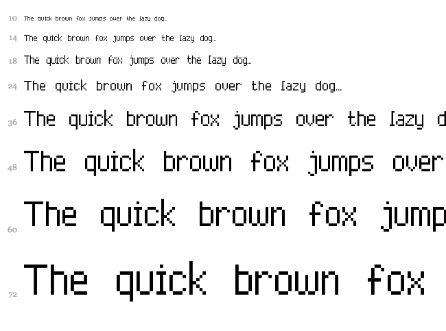 Advanced Pixel-7 font waterfall